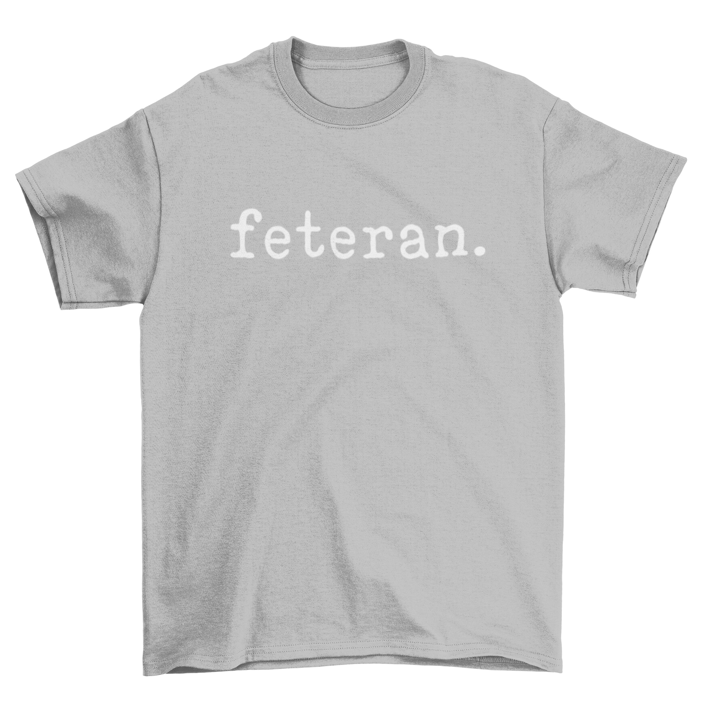 Feteran Short Sleeve Gray T-Shirt with White Text