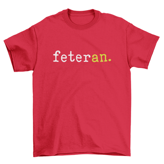 Feteran Short Sleeve Red T-Shirt with White and Charteuse Text